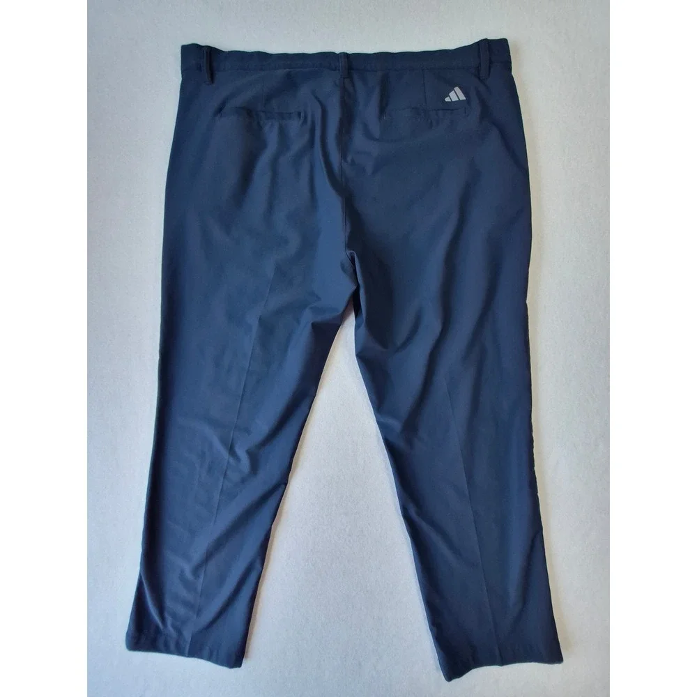 Adidas Mens Navy Blue Golf Pants Flat Front Performance Trousers 42x32